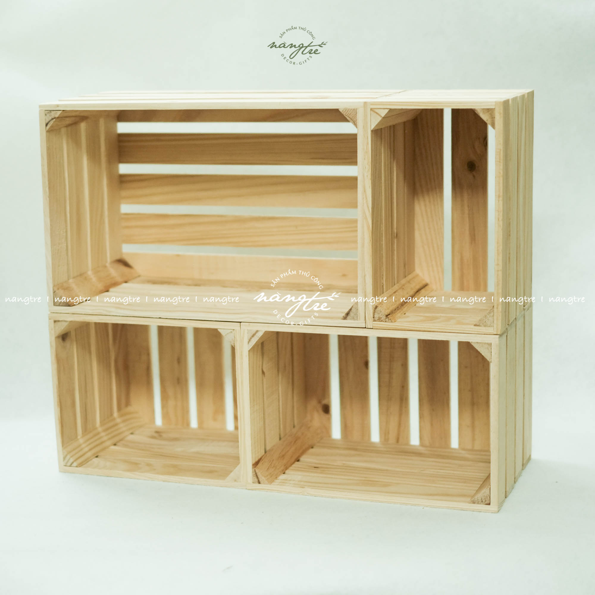 Thùng gỗ pallet chữ nhật, kệ gỗ pallet