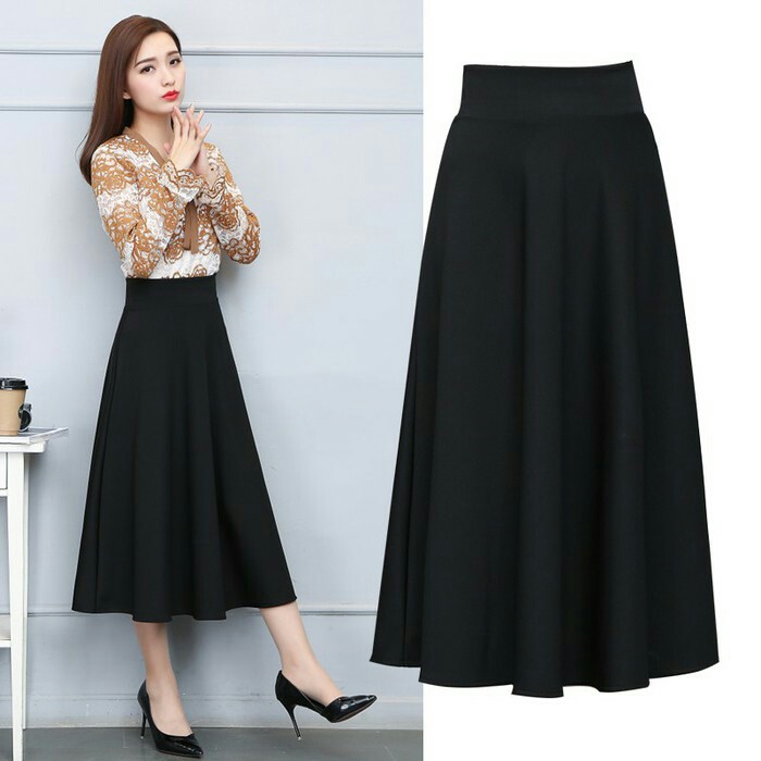 Chân Váy Xòe Dài Nữ Tính (Đen)