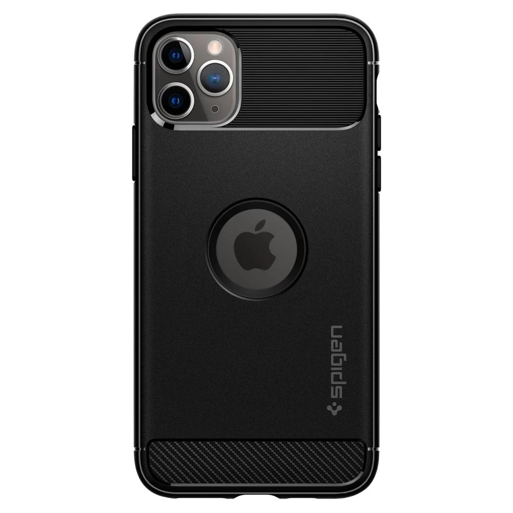 Ốp lưng hàng hiệu Spigen Rugged Armor màu đen cho iPhone 11 Pro Max | iPhone 11 Pro | iPhone 11