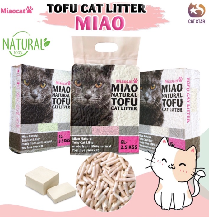Cát vệ sinh đậu nành cho mèo MIAO NATURAL TOFU 6L - TÚI BỤC CHÂN KHÔNG