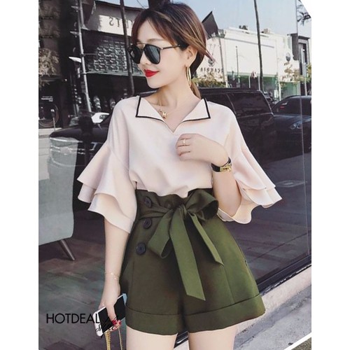 [HCM]Áo kiểu tay loe cổ bé