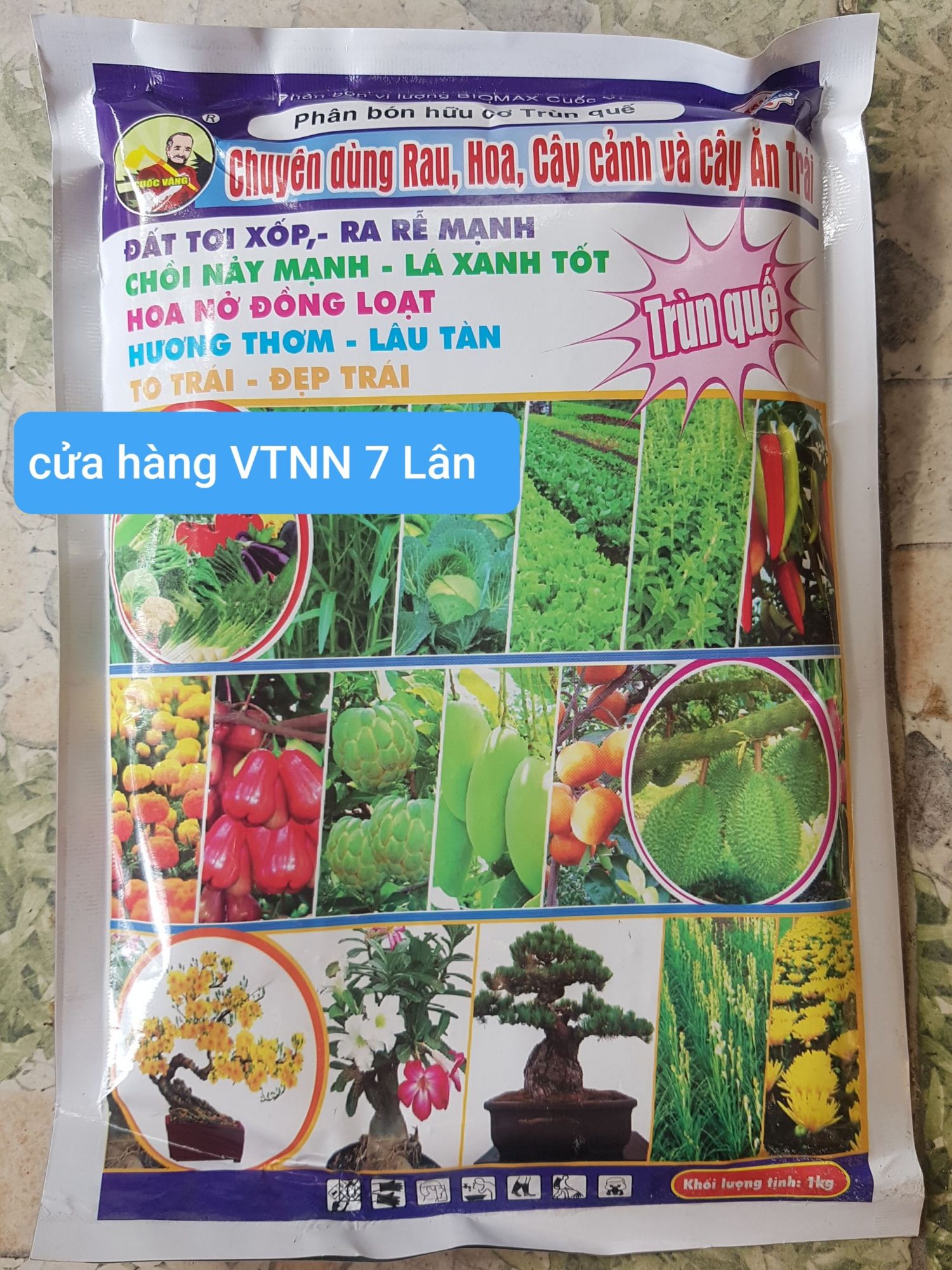 Phân trùn quế hiệu Cuốc vàng 1ký
