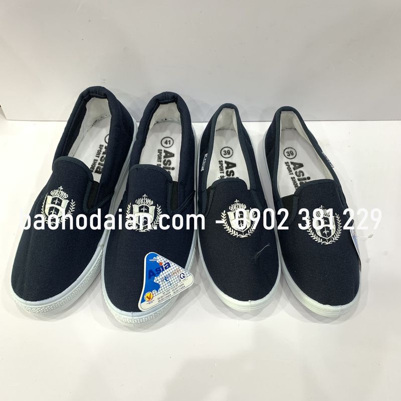 Giày Asia bata vải xỏ (không cột dây) màu xanh đen