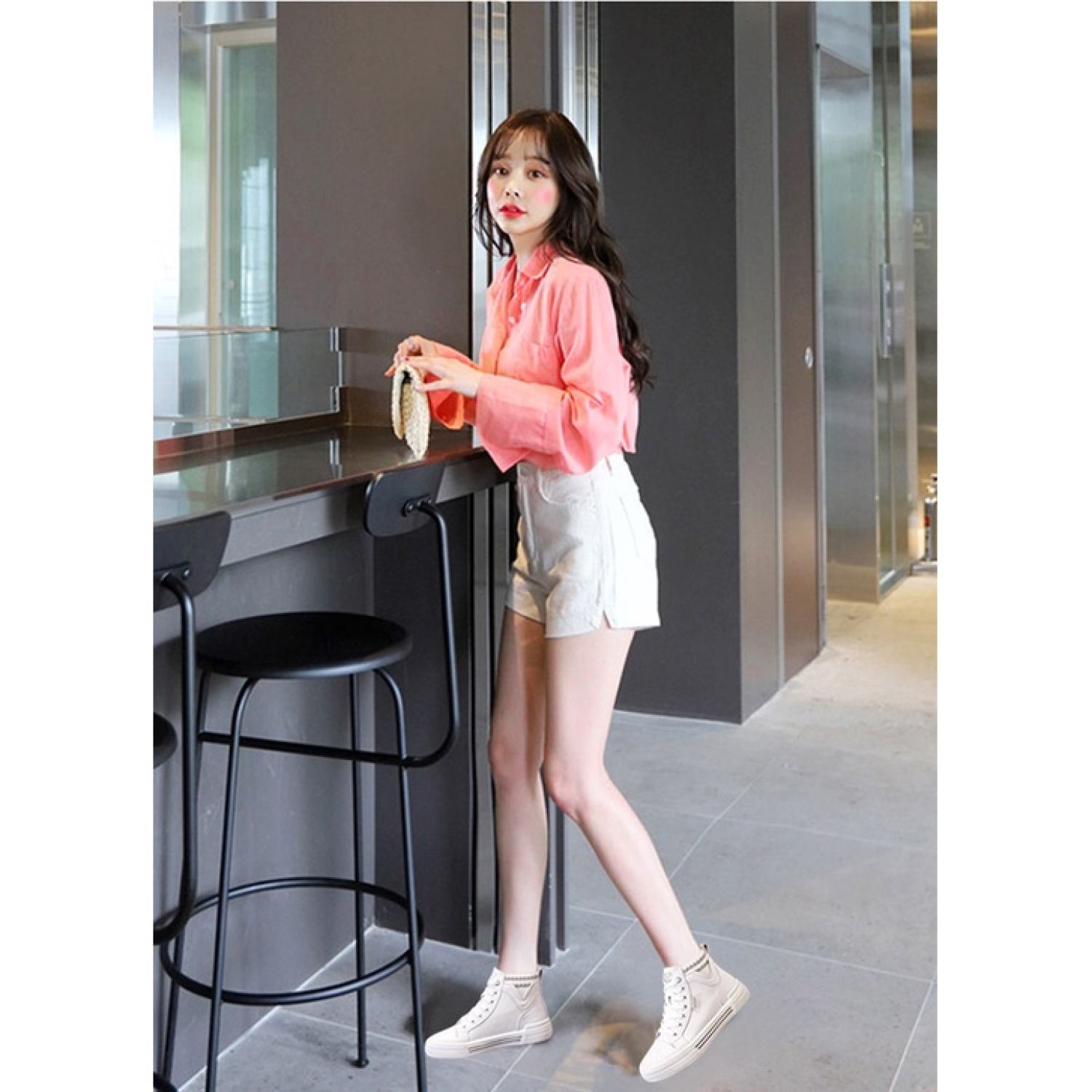 Giày ULZZANG Sneaker Nữ Giày Bata Cổ Cao Đế Bệt 3P