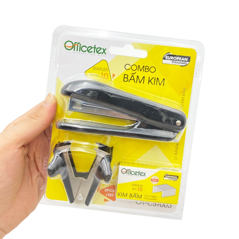 Bộ Bấm Kim OT-CST003 (1 Bấm Kim,1 Gỡ Kim, 1 Hộp Kim Bấm) - Màu Đen