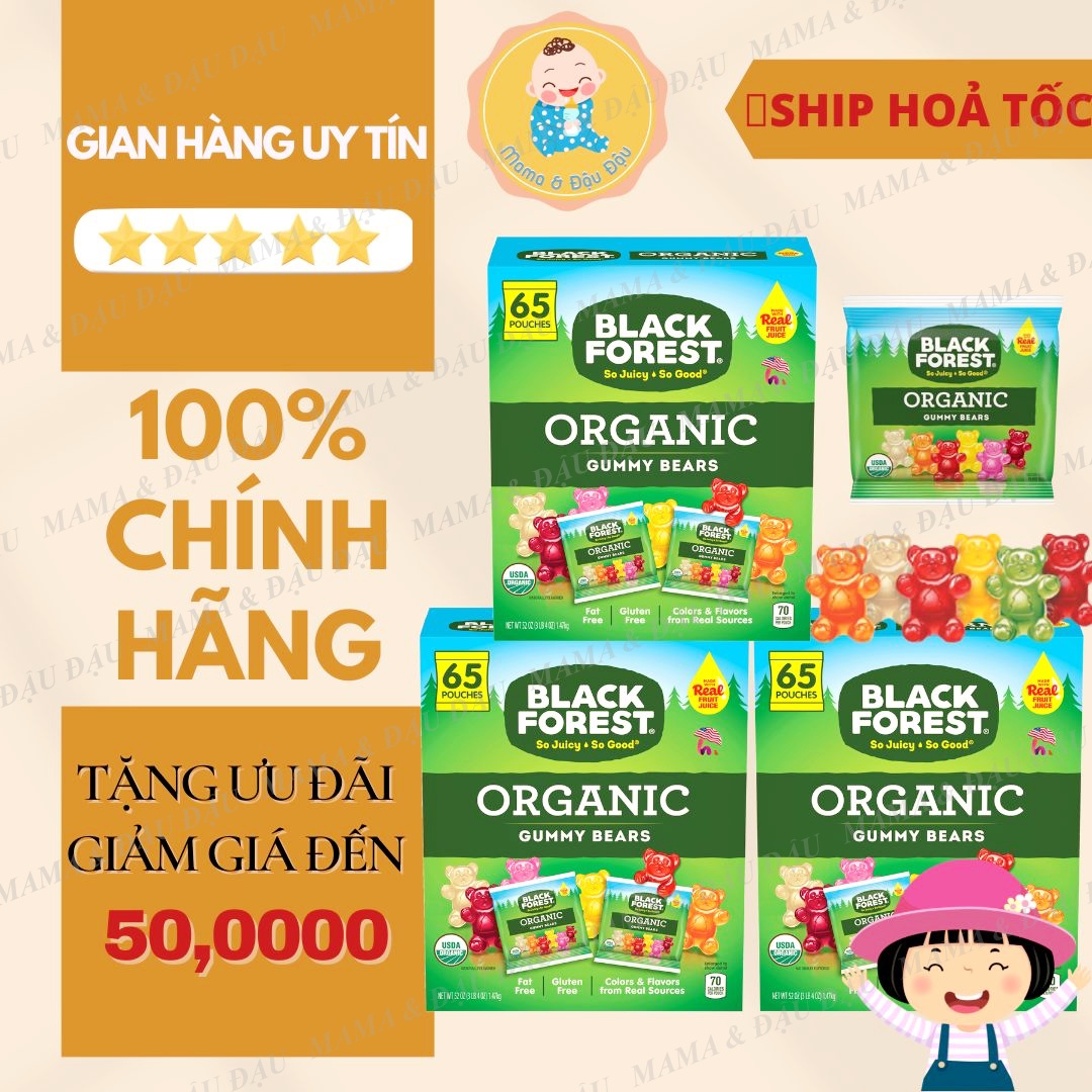 CHÍNH HÃNGMỸ KẸO DẺO GẤU ORGANIC BLACK FOREST SIÊU NGON CHO BÉ - HÀNG BAY