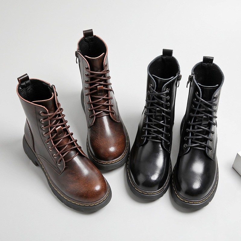 Combat boots (high ver) - Boots da bò nữ phong cách vintage, retro