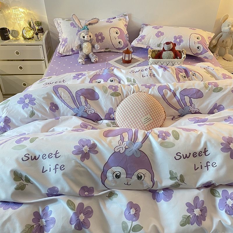 Set chăn ga gối cotton poly - Mẫu thỏ stella