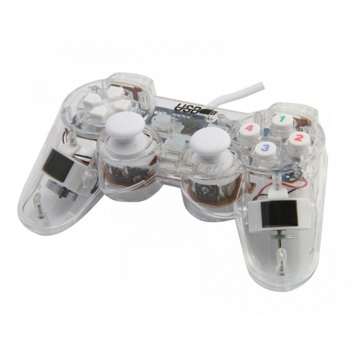Tay cầm chơi Game Senze EW 702 (trong suốt có LED có rung)