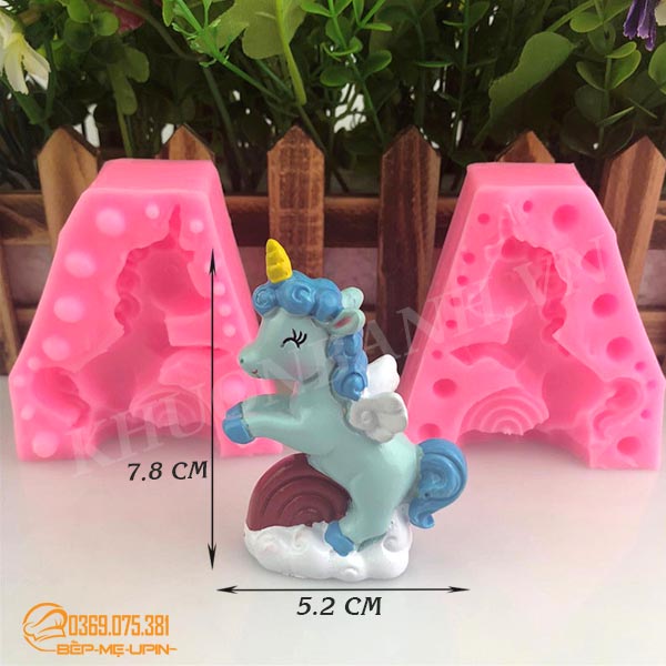 Khuôn rau câu silicon 4D ngựa kì lân cưỡi mây