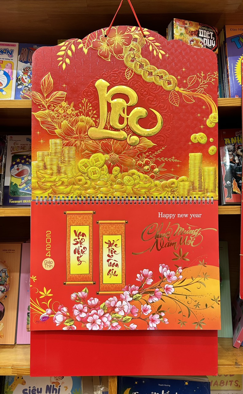 Lịch 2024 Lịch tết 2024, Lịch treo tường lịch âm dương 12 tờ 30x40cm mỗi tháng là 1 tờ