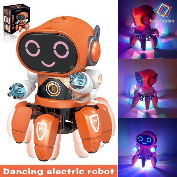 Đồ chơi Robot 6 chân nhảy múa theo nhạc, đèn led lung linh cuốn hút các bé