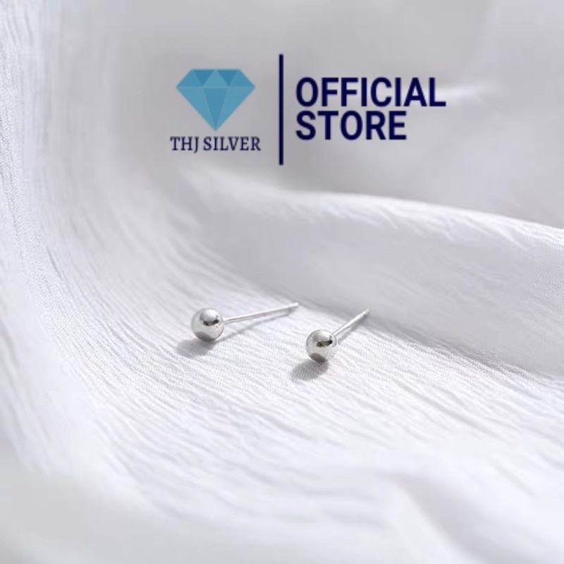 khuyên nụ tròn chuẩn bạc ta size 4ly - THJ SLIVER