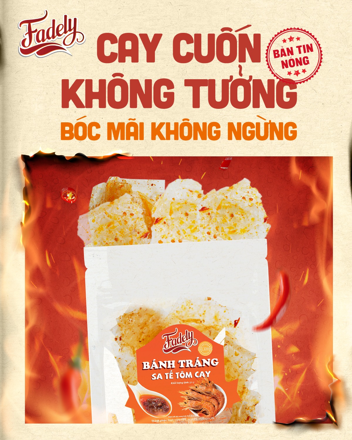 Bánh Tráng Trộn Sa Tế Tôm Cay Fadely (50g)