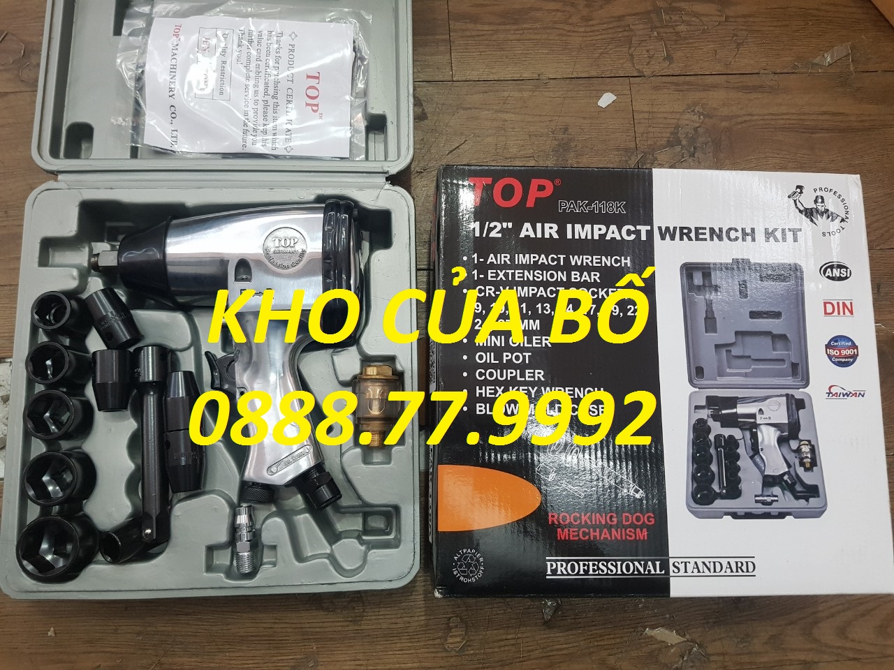 Dụng cụ mở bulong bằng khí nén 1/2" top - pak-118k