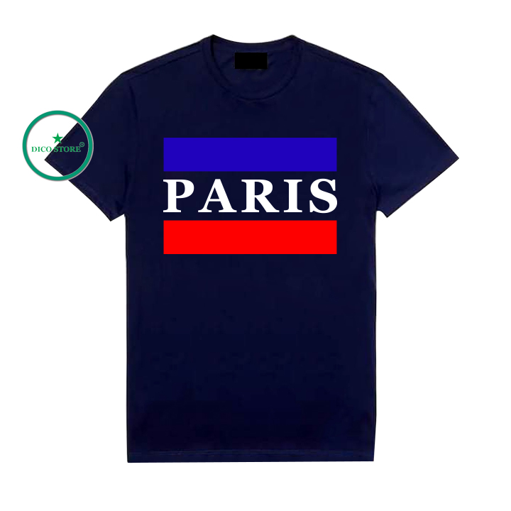 Áo thun nam nữ paris vải thun cotton mềm mịn