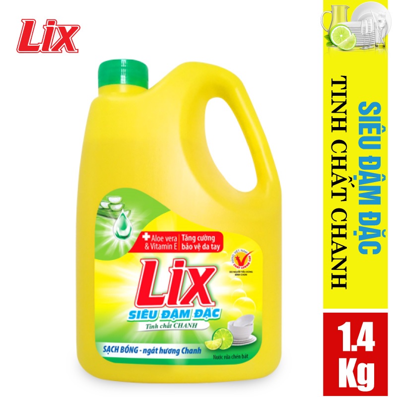 Nước rửa chén LIX siêu đậm đặc hương chanh 1.4kg
