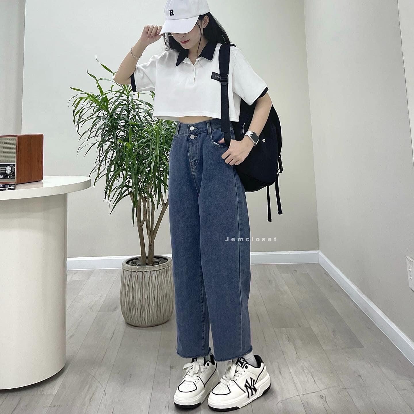 Áo croptop petter phối viền logo