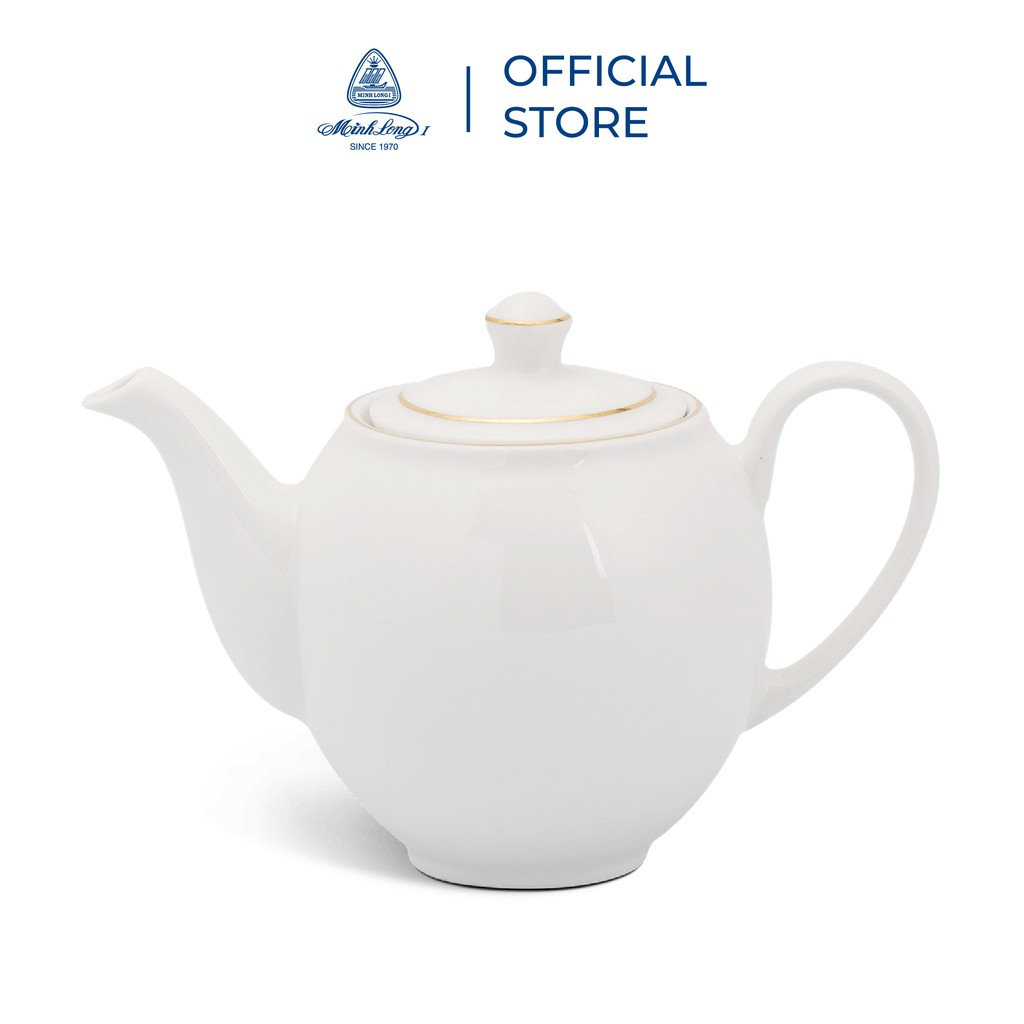 Bộ Ấm, Chén Trà Sứ Minh Long 0.8 L - Camellia - Chỉ Vàng