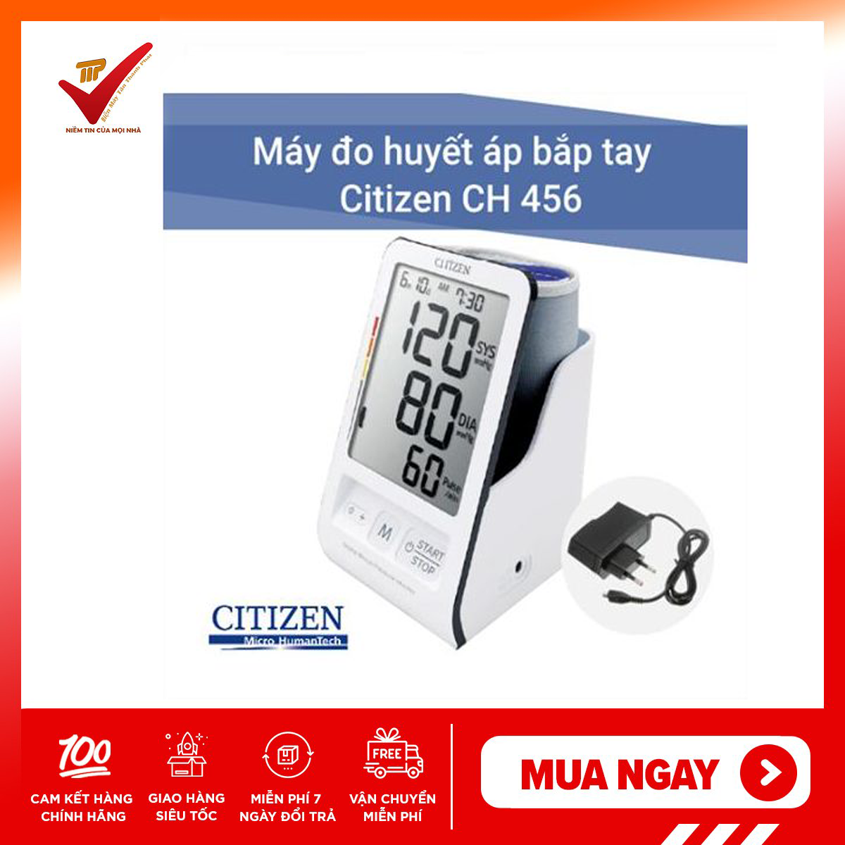 Máy đo huyết áp bắp tay Citizen CH-456