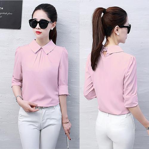 Sơ mi nữ công sở cổ sen chui đầu, thời trang phong cách Hàn Quốc SM169
