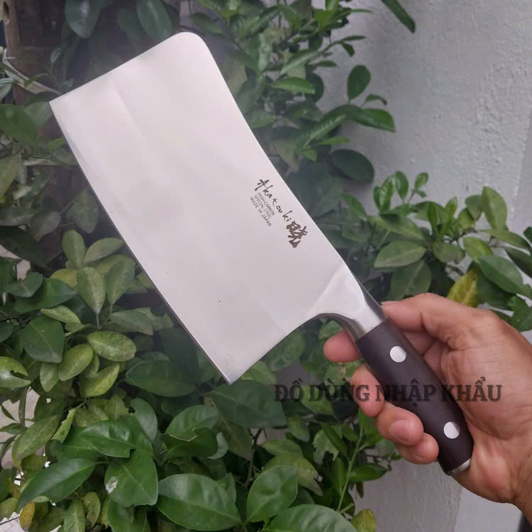 Dao chặt xương nhà bếp Akatuski nhập khẩu từ Japan bằng thép trắng ốp 3 lớp không gỉ-750gr