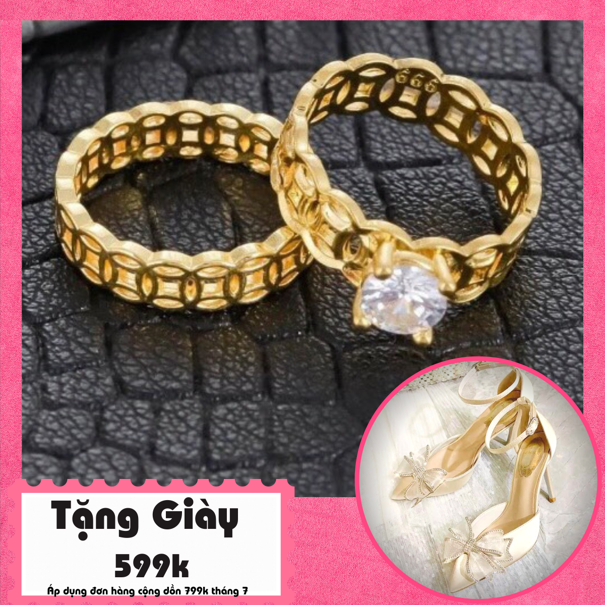 Nhẫn nữ đẹp mạ vàng thật, nhẫn nữ xi vàng 24k, nhẫn phong thủy kim tiền khắc máy hoa văn cao cấp Gado N082 mang lại tài lộc may mắn bình an phú quý thiết kế sang trọng tinh tế quý phái Trang Sức Gado N082