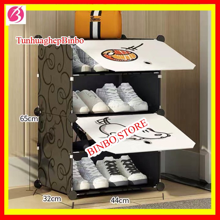 Mẫu tủ nhựa để giày dép- TỦ GIÀY NHỰA LẮP GHÉP 4 Ô