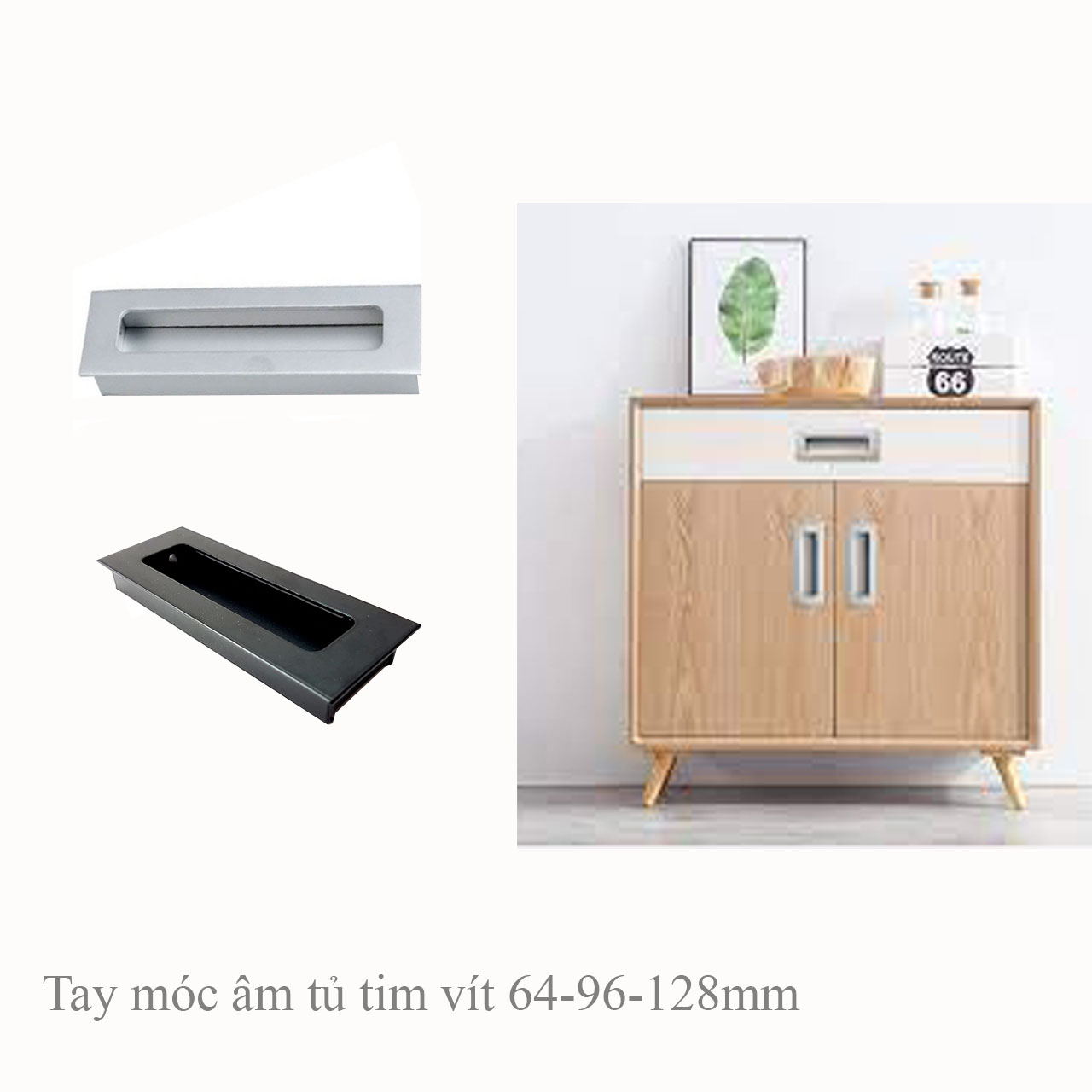 Tay nắm âm tủ Đen Mờ,gold,trắng mờ