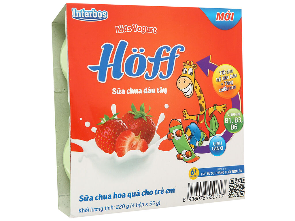 (Combo of 6 Packs) Hoff Children's Yogurt with 6 Flavors for Babies from 6 Months Old to Support Digestion and Supplement Beneficial Bacteria (24 Boxes X 55g)