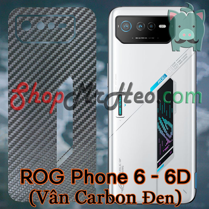 Skin Dán Mặt Sau Lưng ROG Phone 6 - ROG 6 - ROG Phone 6D - ROG 6D (Carbon, Hình Hộp, Nhám, Vân Da, Nhôm Xước)