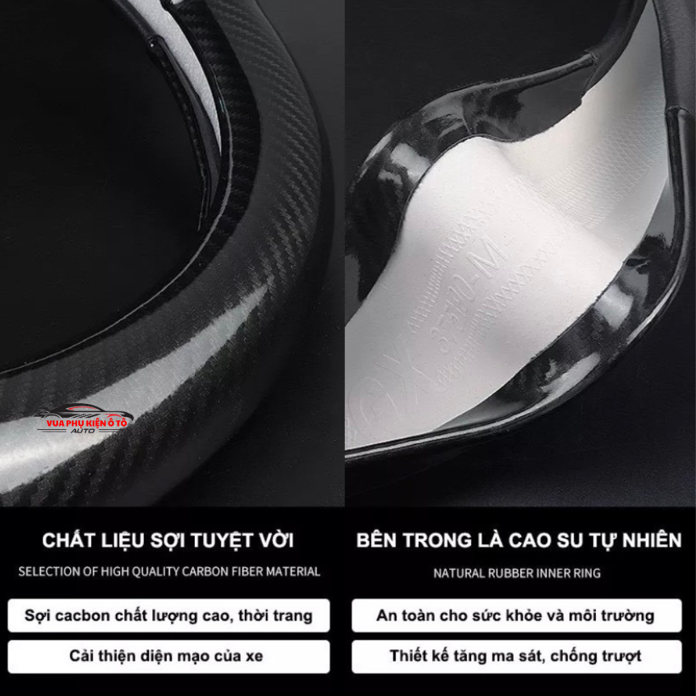 Bọc vô lăng carbon 4s cao cấp kèm logo Hãng