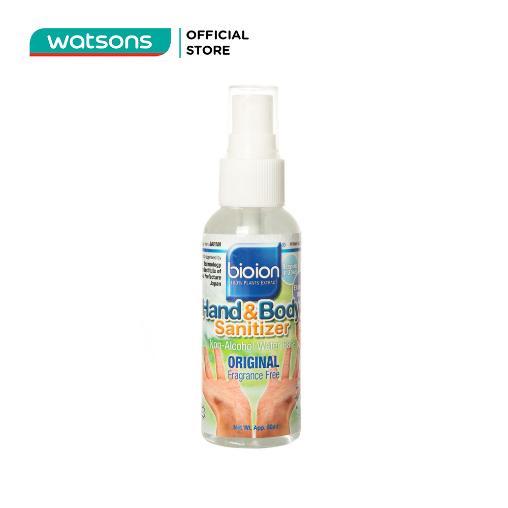 Nước Rửa Tay Khô Bioion Không Cồn, Không Mùi Làm Sạch Hand & Body 60ml