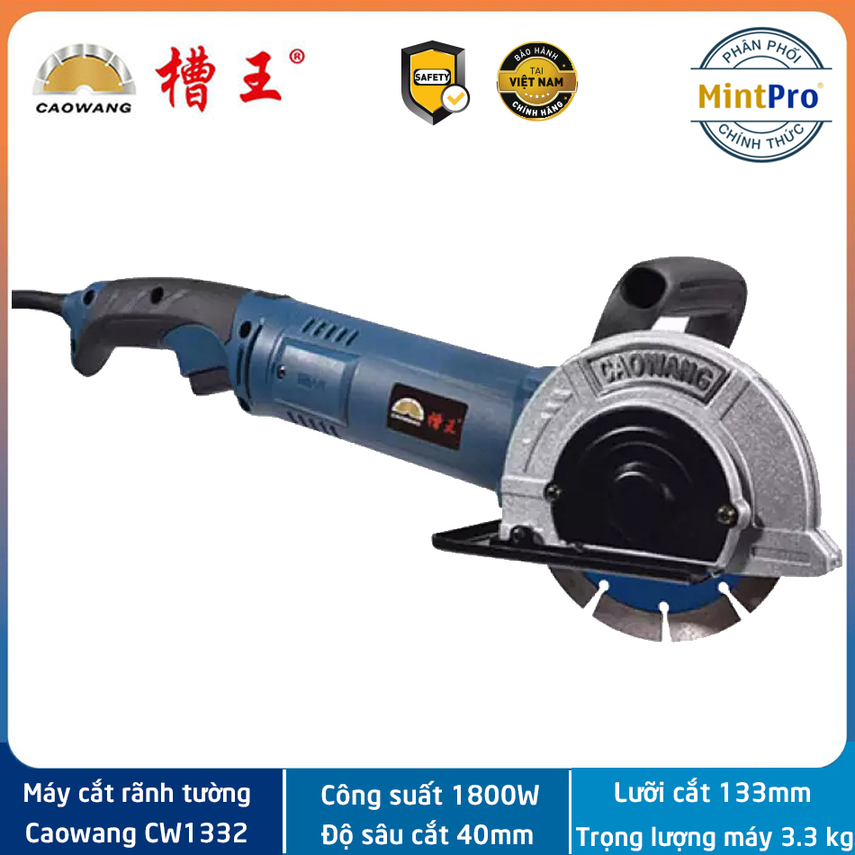 Máy cắt rãnh tường 1 lưỡi Caowang CW1332 - Công suất 1800W - Độ sâu cắt 40mm - Hàng chính hãng