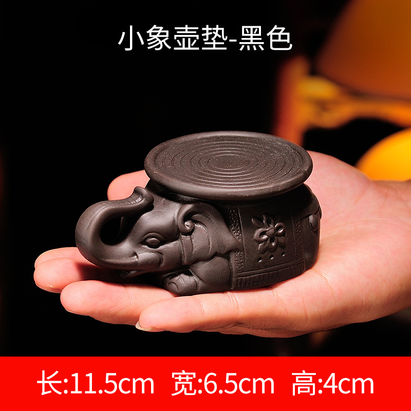 Đôn voi mini cõng ấm trà , chén, chậu bonsai