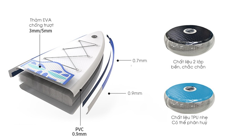Ván Chèo Đứng Bơm Hơi Koi Feather Lite Sup 3,5m