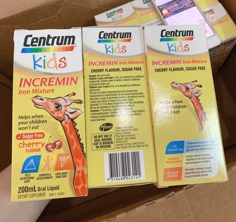 Siro biếng ăn Centrum Kids Incremin Iron Mixture của Úc