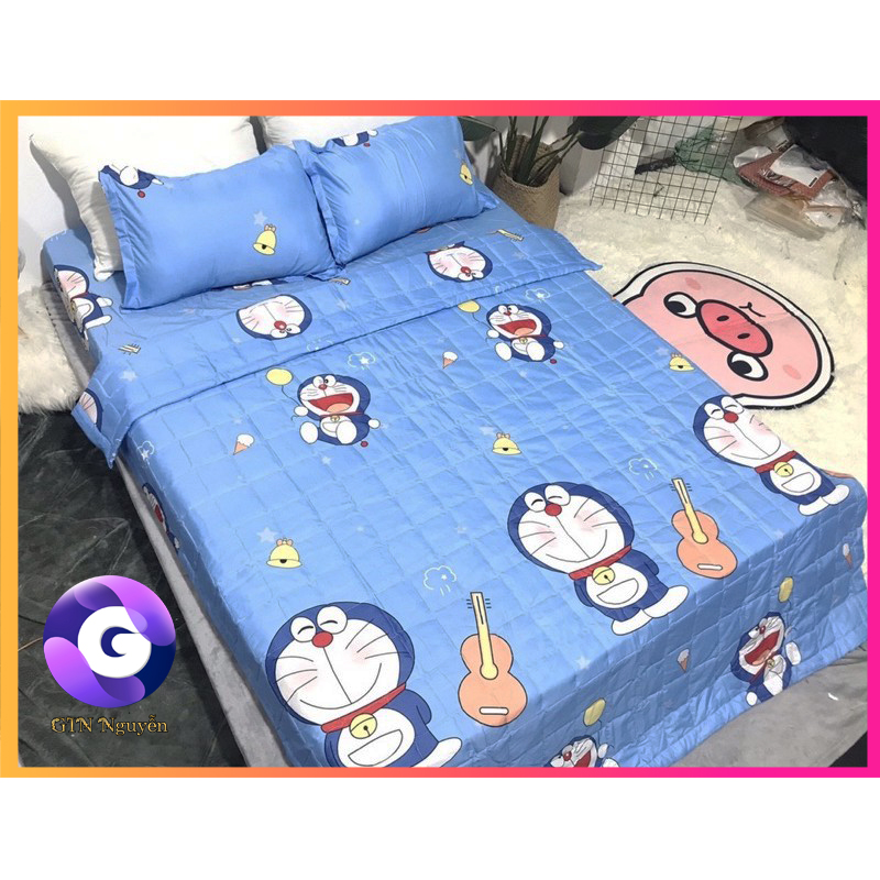Chăn Hè Cotton Poly Mẫu Doremon Đàn (Không Kèm Ga Gối)