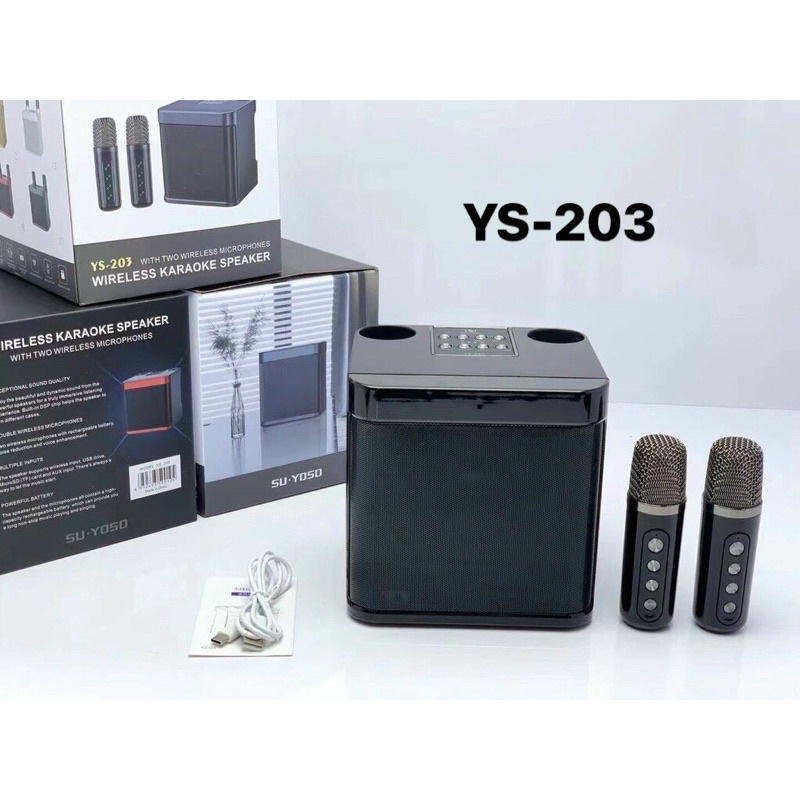 Loa bluetooth karaoke YS-203 tặng kèm 2 micro