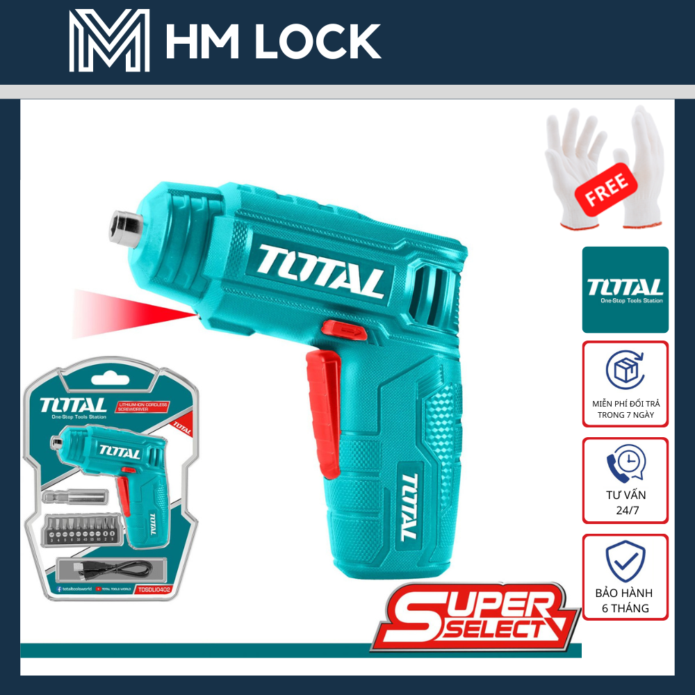 4v máy siết vít dùng pin total 4 n.m - hàng chính hãng - tsdli0402 - hm lock