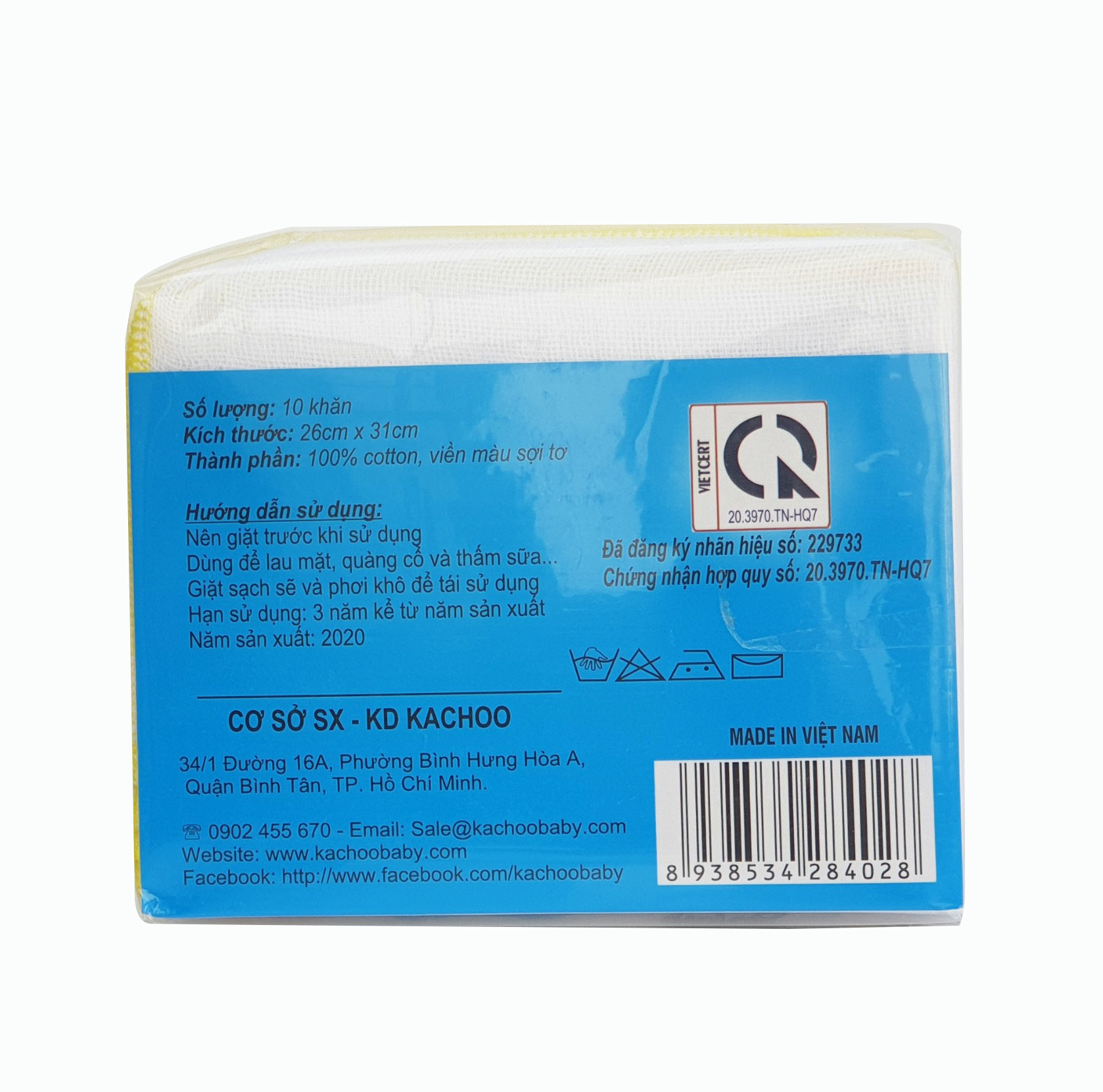 Bịch 10 khăn sữa 5 lớp 26x31cm cho bé hiệu KACHOOBABY