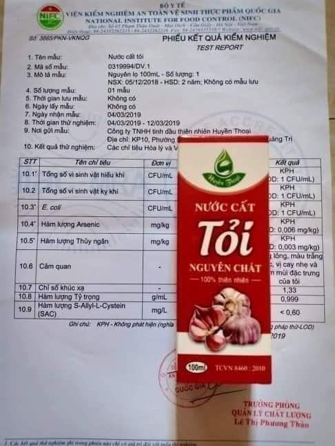 Nước cất tỏi Huyển Thoại, Nước cất tỏi