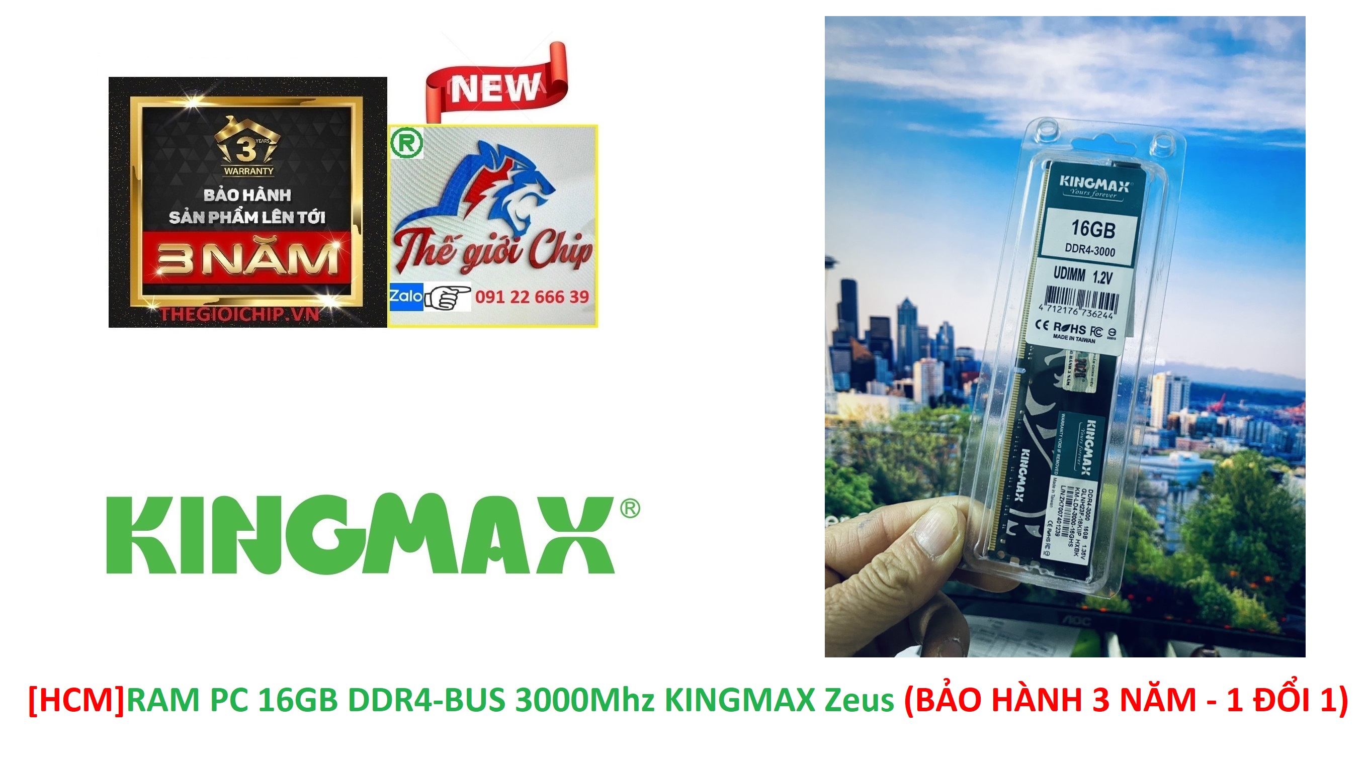 [HCM]RAM PC 16GB DDR4-BUS 3000Mhz KINGMAX Zeus (BẢO HÀNH 3 NĂM - 1 ĐỔI 1)