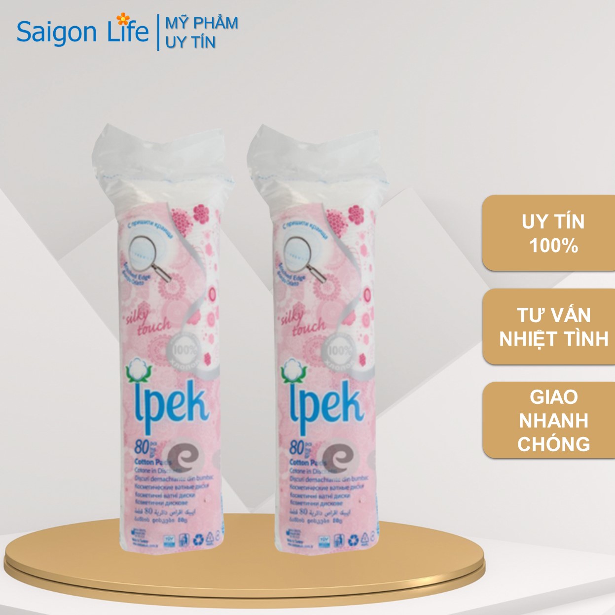 Combo 2 Bông tẩy trang IPEK Thổ Nhĩ Kì 80 miếng