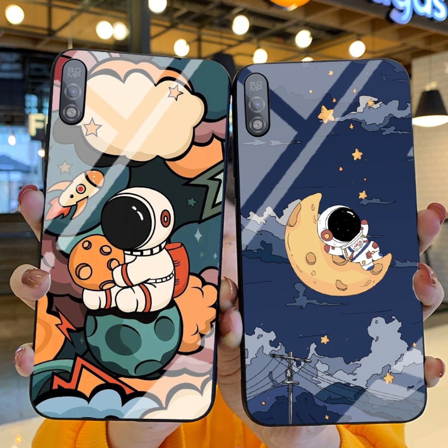 Ốp Lưng VSMART BEE 3 Ốp kính bóng cao cấp Phi Hành Gia