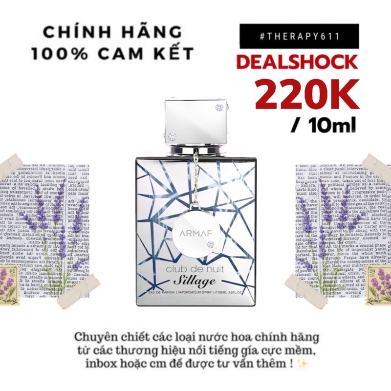 Mẫu thử 10ml Club De Nuit Sillage EDP (5ml/10ml/20ml)