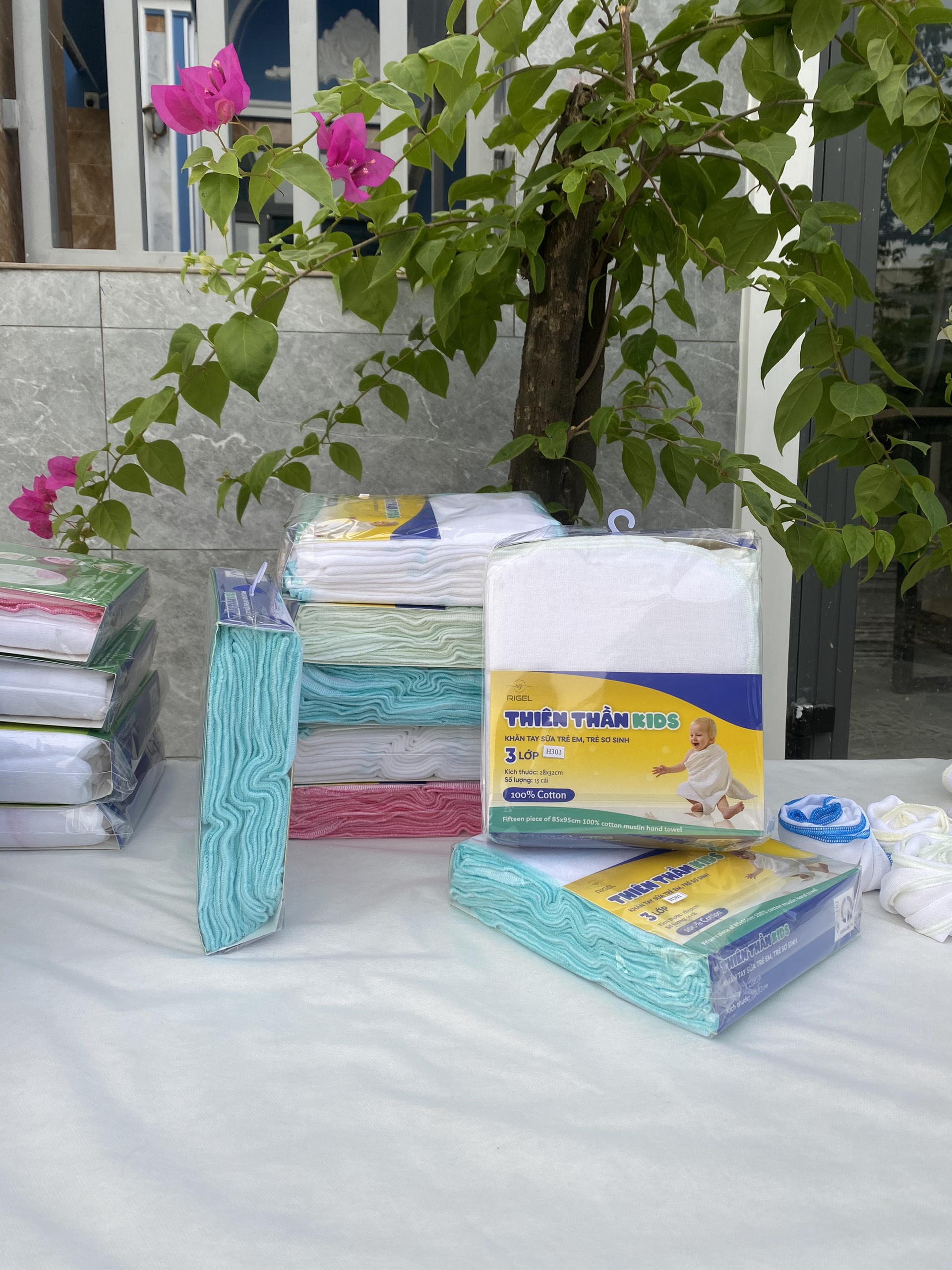 Set 2 khăn sữa tắm trẻ em, trẻ sơ sinh 4 lớp