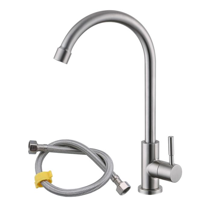 Vòi Rửa Bát, Rửa Chén Lạnh Gắn Chậu Inox 304 Cao Cấp Kitchen Faucet SUS304