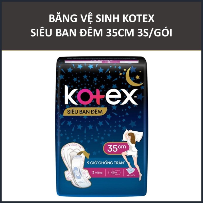 [HCM]Băng vệ sinh Kotex Siêu ban đêm 35cm 3 miếng/gói cao cấp