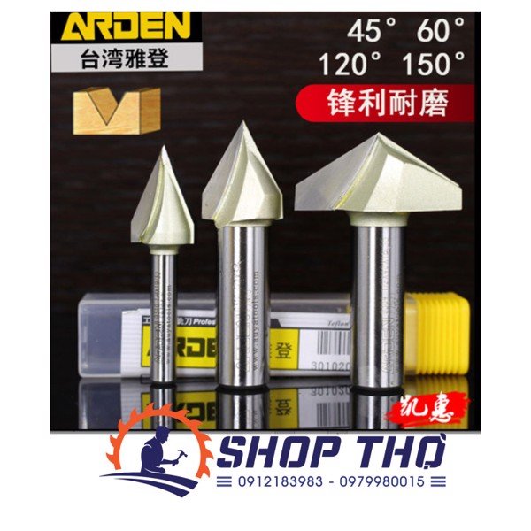 Mũi phay ARDEN đánh góc nhọn 120 độ 0304